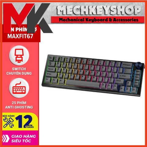 Bàn phím cơ custom FANTECH MK858 MAXFIT67 LED RGB Tháo lắp hotswap - Switch Gateron CAP milky yellow