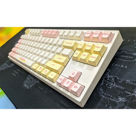 Bàn phím cơ Bluetooth Keycool 87 Macaron Hotswap Keycap Cherry Profile Dye sub chất lượng cao
