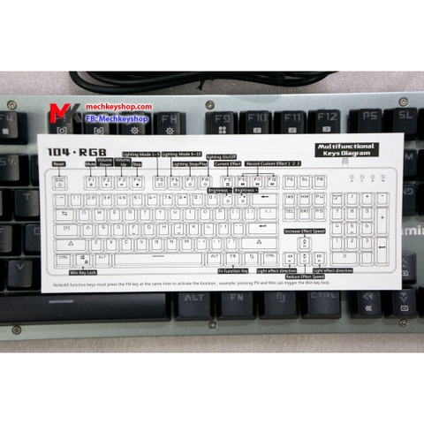 Bàn phím cơ MK Pro Gaming, Switch GATERON quang học, RGB, LED nháy theo nhạc, Driver tiếng anh, chống nước