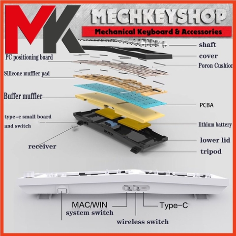 Kit bàn phím cơ Feker Alice 80 | 3 Modes | Keymap VIA | Mạch Xuôi Gasket RGB Hotswap Núm Xoay Pin 8k