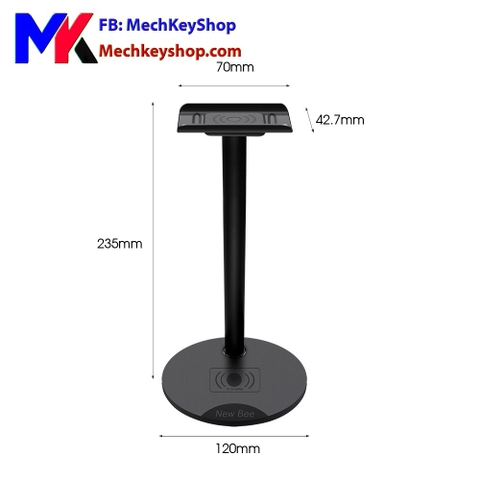 GIÁ TREO TAI NGHE KIM LOẠI NEW BEE KIÊM SẠC KHÔNG DÂY