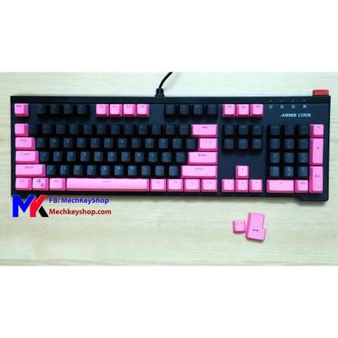 Bộ keycap 104+2 phím pbt double shot xuyên led - Đen