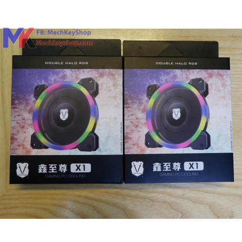 Quạt case, quạt tản nhiệt 12cm Dual Riing Double Halo X1 led rainbow