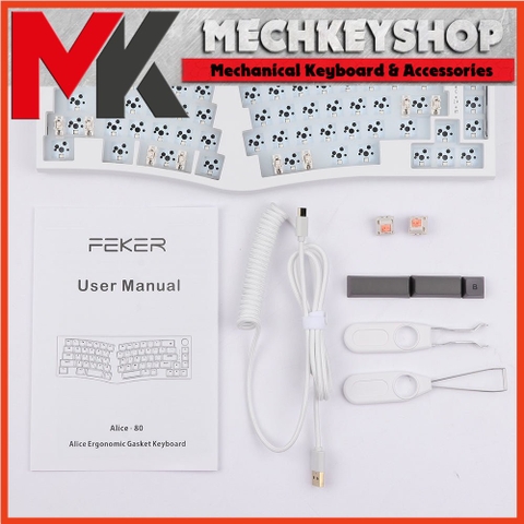 Kit bàn phím cơ Feker Alice 80 | 3 Modes | Keymap VIA | Mạch Xuôi Gasket RGB Hotswap Núm Xoay Pin 8k