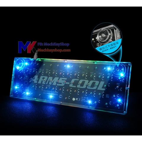 Bàn phím cơ mini, size 60%, vỏ trong suốt, led RGB, led gầm, Arms Cool