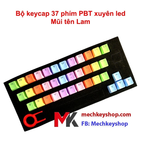 Bộ keycap 37 phím Rainbow PBT xuyên led cho bàn phím cơ