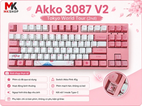 Bàn Phím Cơ Akko 3087 V2 - Tokyo World Tour (Cũ) - Switch Akko Pink | MKShop