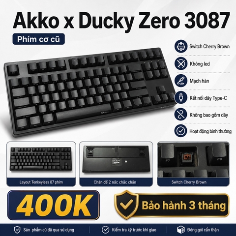 Bàn Phím Cơ Akko x Ducky Zero 3087 (Cũ) - Switch Cherry Brown | MKShop
