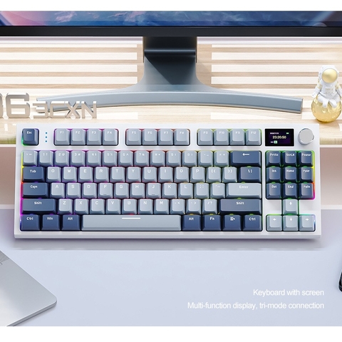 Bàn Phím Cơ Attack Shark K86 RGB, 3 Modes , Có màn Hình, Núm Vặn, Hotswap 5 pin