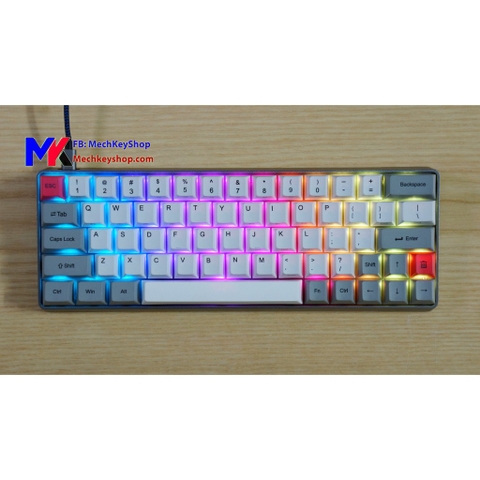 Bàn phím cơ GK64 - Case nhôm nguyên khối, Led RGB/ nháy theo nhạc, Gateron Switch, hot swap, Driver