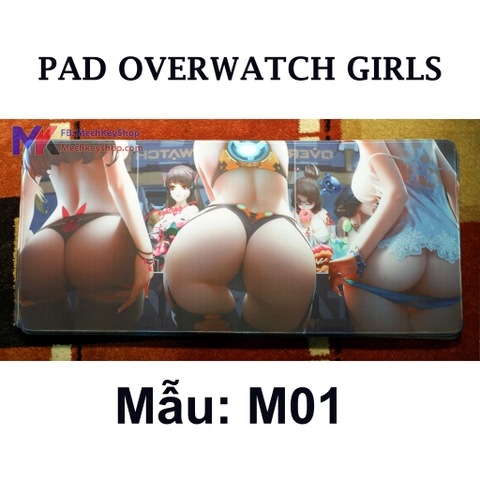 Tấm lót chuột cỡ 90*40 cm dày 4mm, hình Overwatch Girls