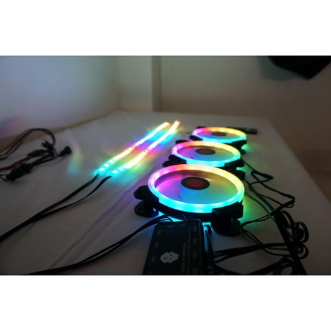 Quạt tản nhiệt Fan led RGB - Coolman/ Vitra Dual Ring RGB - Bảo hành 12 tháng - MKSHOP