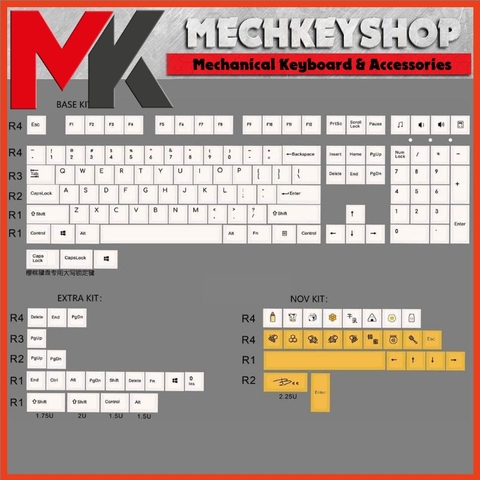 Bộ keycap Honey & Milk Thick PBT Cherry Profile 154 nút dùng cho bàn phím cơ