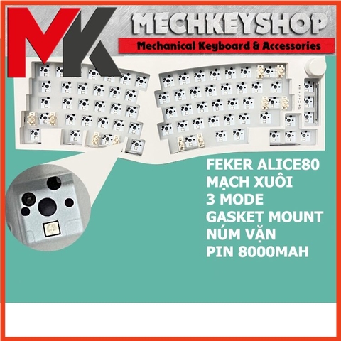 Kit bàn phím cơ Feker Alice 80 | 3 Modes | Keymap VIA | Mạch Xuôi Gasket RGB Hotswap Núm Xoay Pin 8k