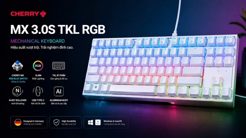 Bàn Phím Cơ Cherry MX 3.0S TKL RGB Cũ - Switch Blue Giá Rẻ | MKShop