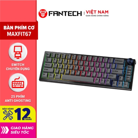 Bàn phím cơ custom FANTECH MK858 MAXFIT67 LED RGB Tháo lắp hotswap - Switch Gateron CAP milky yellow