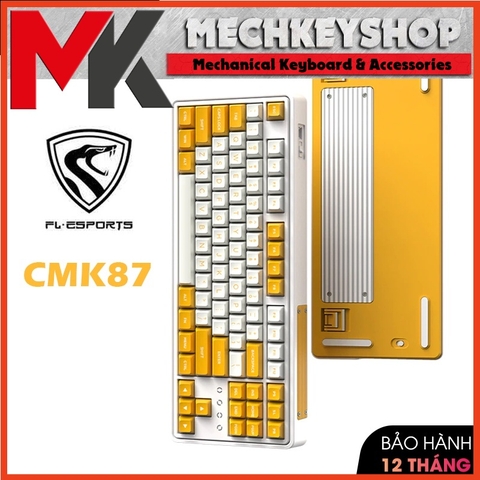 Bàn phím cơ FL-Esports CMK87 Yellow & White 3 Mode (Type-C / Bluetooth / 2.4G) - Hàng chính hãng