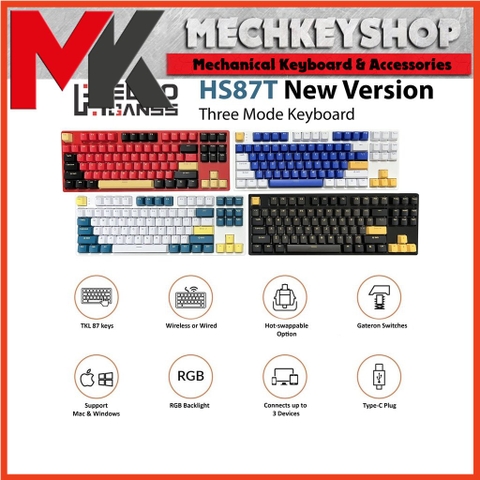 BÀN PHÍM HELLO GANSS HS87T - 3 modes / RGB / PBT Double shot / Gateron Yellow Pro