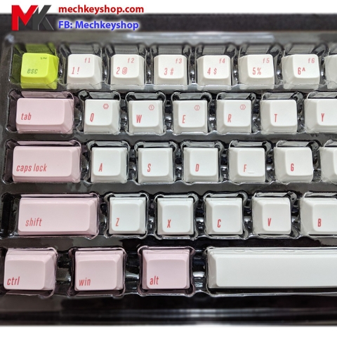 Bộ nút Keycap GK64 GK64s chất liệu PBT in Dye Sub (Trắng phối vàng chữ nhỏ)