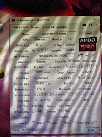 Card màn hình Sapphire Nitro RX570 4GB BH 12/2019