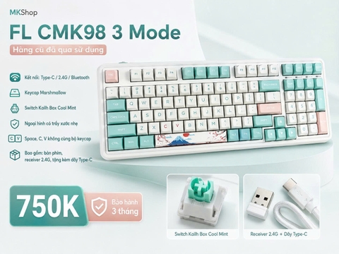Bàn Phím Cơ FL-Esports CMK98 (Cũ) - 3 Mode, Switch Kailh Box Cool Mint | MKShop