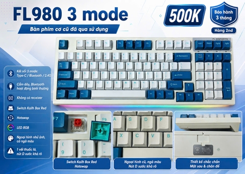 Bàn Phím Cơ FL-Esports FL980 3 Mode (Cũ / Có Khuyết Điểm) - Full Hotswap, Kailh Box Red | MKShop