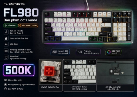 Bàn Phím Cơ FL-Esports FL980 (cũ) - 1 Mode, Switch Kailh Box Red | MKShop