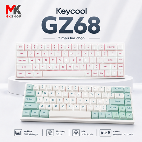 Bàn Phím Cơ Keycool Gz68 (3 Mode, Hotswap 5 Pin, RGB) - Vô Địch Tầm Giá | MKShop