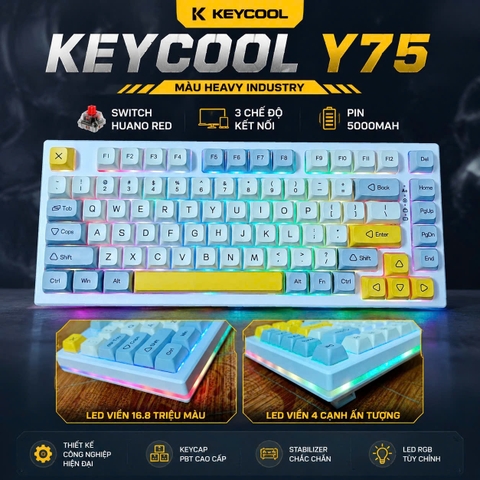 Bàn Phím Cơ Keycool Y75 - 75% Layout, 3 Chế Độ Kết Nối, LED RGB, Hotswap | MKShop