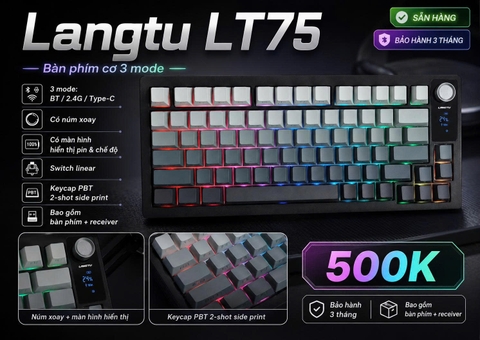 Bàn Phím Cơ Langtu LT75 (Cũ) - 3 Mode, Có Màn Hình & Núm Xoay | MKShop