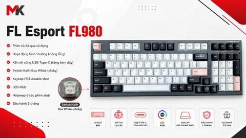 Bàn Phím Cơ FL Esport FL980 (Cũ) - Kailh Box White, PBT Double-shot | MKShop
