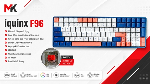 Bàn Phím Cơ iQunix F96 (Cũ) - Vỏ Nhôm, Cherry Red RGB, Layout 96% | MKShop