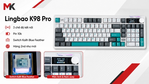 Bàn Phím Cơ Lingbao K98 Pro (Cũ 97%) - Màn Hình, Núm Xoay, Pin 10K | MKShop