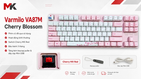 Bàn Phím Cơ Varmilo VA87M Cherry Blossom (Cũ) - TKL, Cherry Red | MKShop