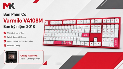 Bàn Phím Cơ Varmilo VA108M Bản Kỷ Niệm 2018 (Cũ) - Fullsize, Cherry Brown | MKShop