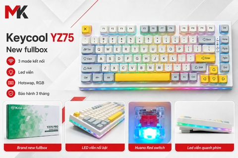 Bàn Phím Cơ Keycool YZ75 (New Fullbox) - 3 Mode, Hotswap Mạch Xuôi, LED Viền | MKShop