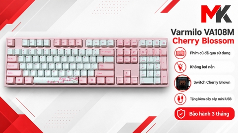 Bàn Phím Cơ Varmilo VA108M Cherry Blossom (Cũ 80%) - Fullsize, Cherry Brown | MKShop