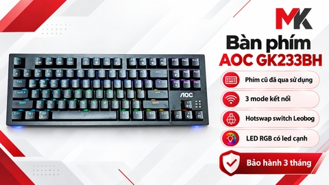 Bàn Phím Cơ AOC GK233BH (Cũ) - 3 Mode, Hotswap, Switch Leobog, LED Viền | MKShop