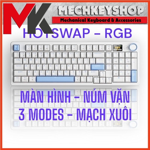 Bàn phím cơ Jamesdonkey RS2 3.0 Màn hình tùy chỉnh, núm vặn, Hotswap, RGB, 3 Modes, Gasket Mount Pro