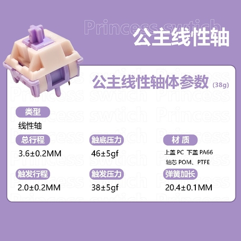 5 công tắc MMD Princess Lubed 205g0 switch linear tactile cho bàn phím cơ