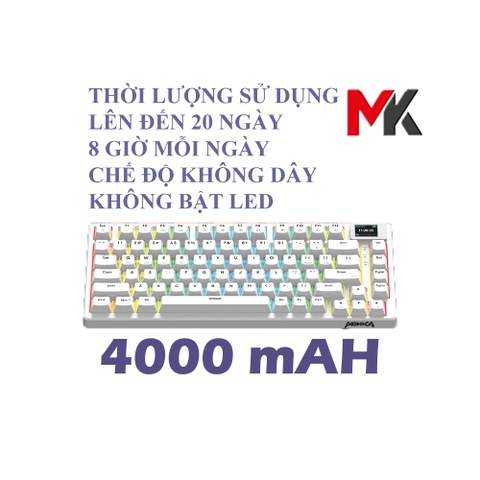 Bàn phím cơ Monka 3075 V2 Pro Màn hình Mạch Xuôi 3 chế độ kết nối Hotswap RGB