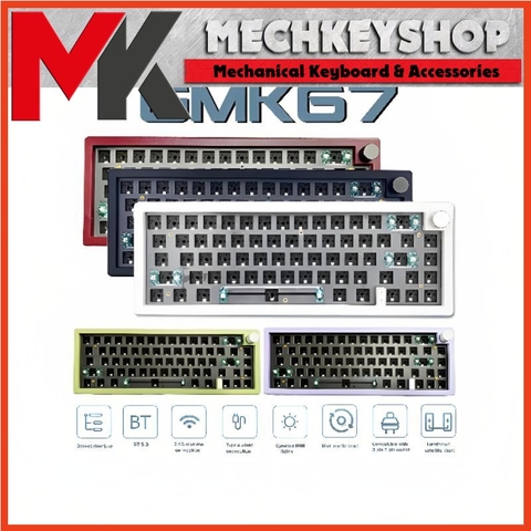 Kit bàn phím cơ GMK67 3 mode mạch xuôi gasket RGB hotswap