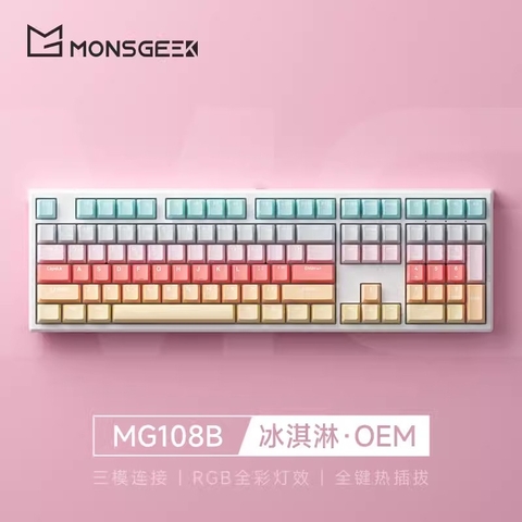 Monsgeek MG108B- Bàn phím cơ MG108B Full Size 3 MODE HOTSWAP RGB