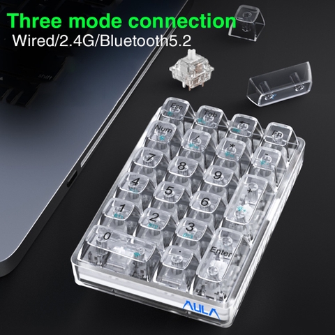 Bàn phím cơ numpad AULA F21 mini 21 phím bluetooth / có dây / 2.4G thích hợp cho Windows / MAC / Android