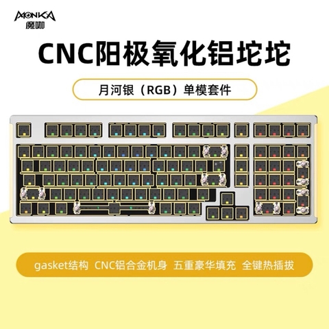 Kit Bàn phím cơ Monka 6102 Nhôm CNC mạch xuôi RGB