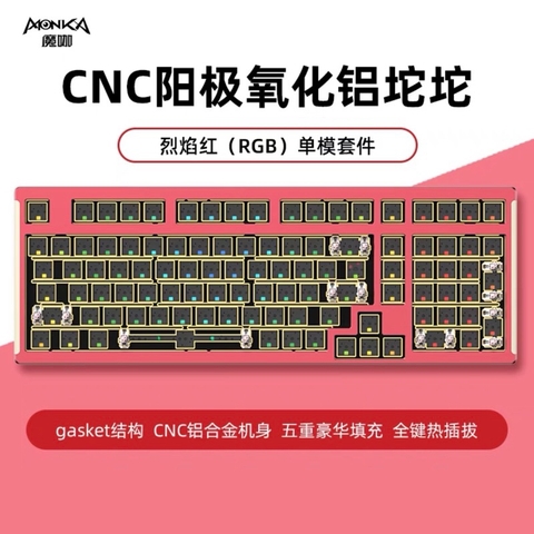 Kit Bàn phím cơ Monka 6102 Nhôm CNC mạch xuôi RGB