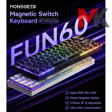 Bàn Phím Cơ Monsgeek He Fun60 - Rapid Trigger, 3 Chế Độ Kết Nối, LED RGB | MKShop