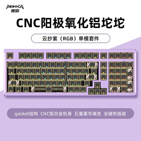 Kit Bàn phím cơ Monka 6102 Nhôm CNC mạch xuôi RGB