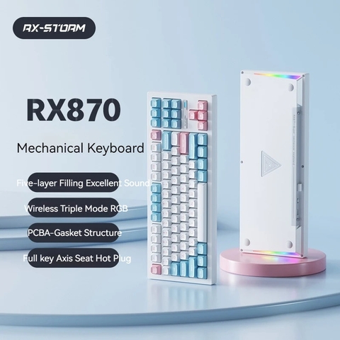 Bàn phím cơ RXStorm RX870 kết nối 3 modes không dây Hotswap RGB switch TTC