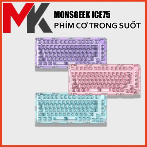 [HÀNG SẴN] Bàn phím cơ Monsgeek ice75 3 mode,mạch xuôi, vỏ trong suốt, đèn led rgb cực đẹp, hostswap,gasket mount